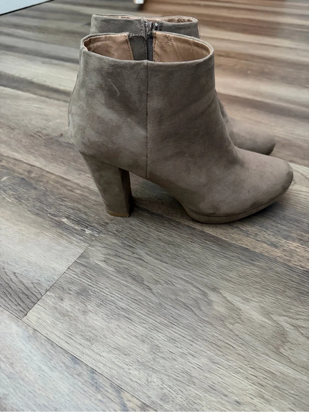 new directions Taupe Suede Ankle Booties
